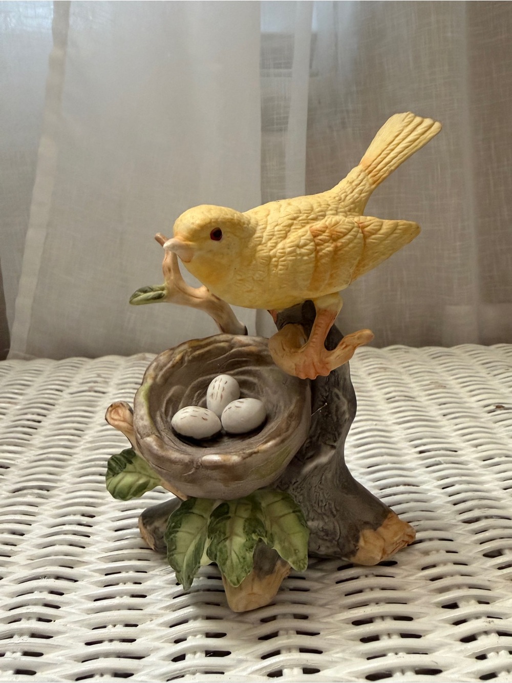 Prince Yellow Bird on Nest Figurine with Eggs